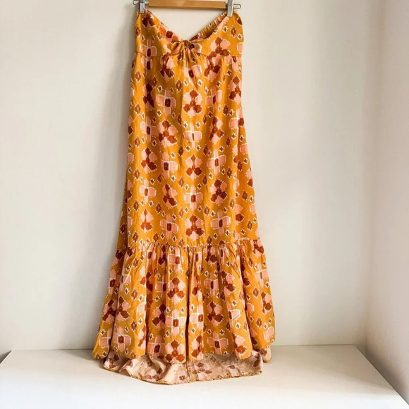 Aerie Southwetsern Summer Boho Maxi  Linen Blend Dress L - Picture 2 of 7